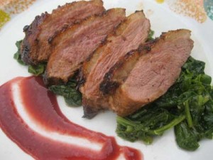 BARBARY DUCK BREAST WITH FRESH CHERRY SAUCE